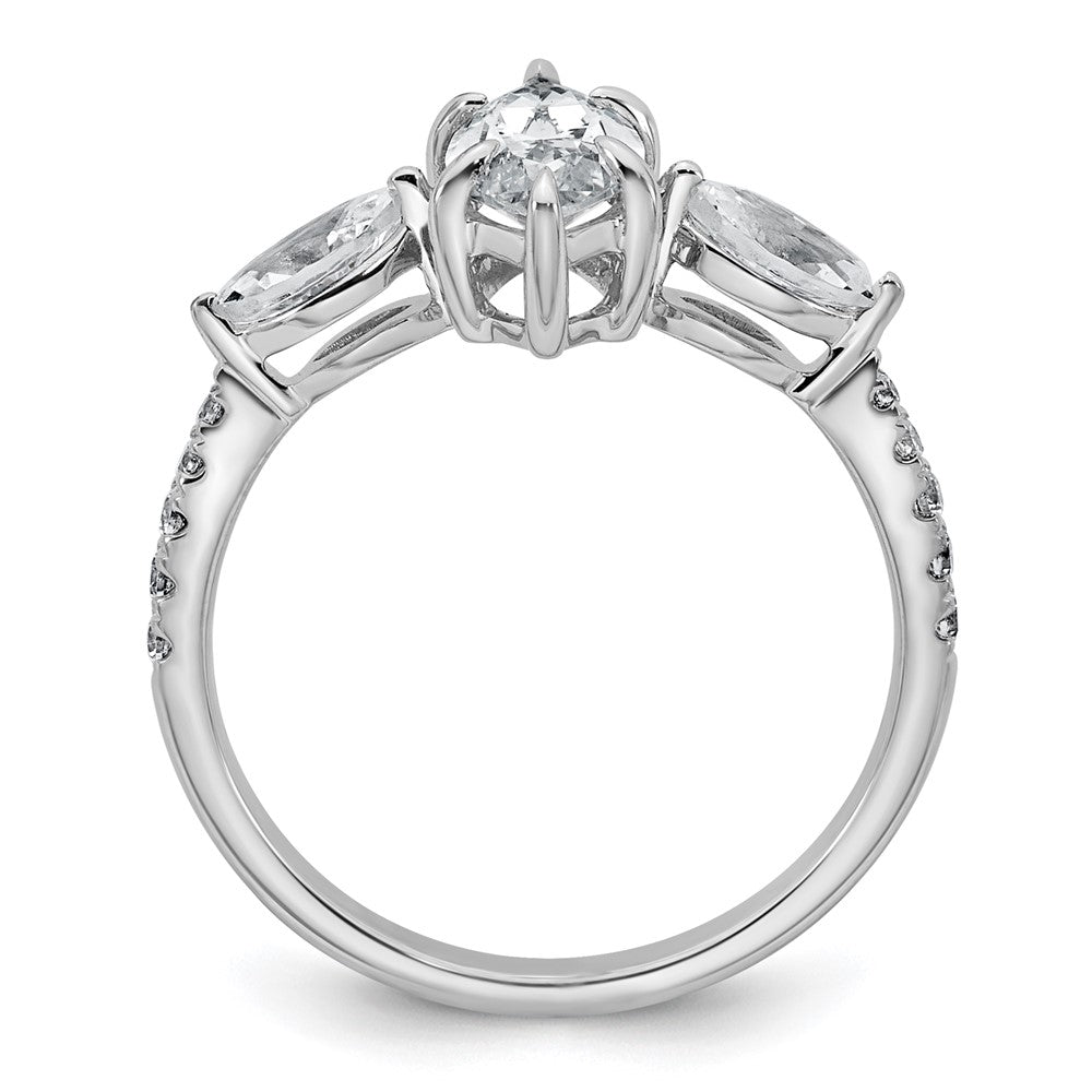 14kw 1 1/2ct Lab Grown Diamond VS+ F+ Marquise Comp 3 Stone Eng Ring