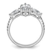 14kw 1 1/2ct Lab Grown Diamond VS+ F+ Marquise Comp 3 Stone Eng Ring