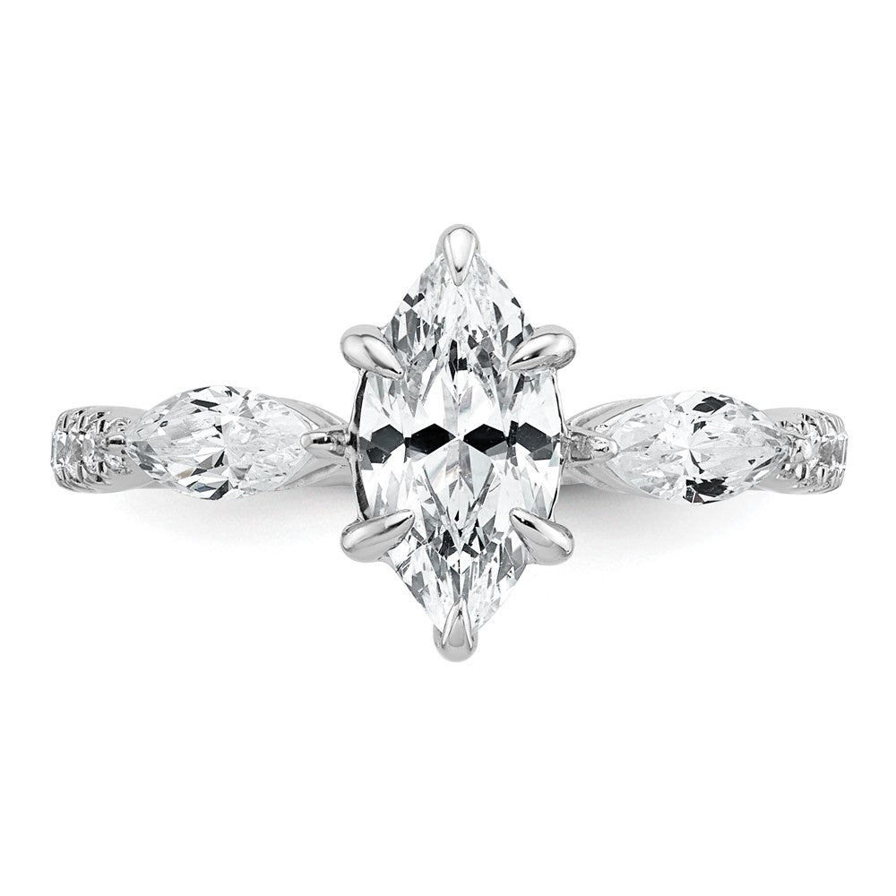 14kw 1 1/2ct Lab Grown Diamond VS+ F+ Marquise Comp 3 Stone Eng Ring