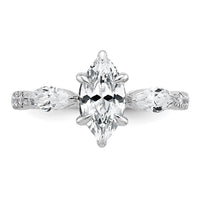 14kw 1 1/2ct Lab Grown Diamond VS+ F+ Marquise Comp 3 Stone Eng Ring