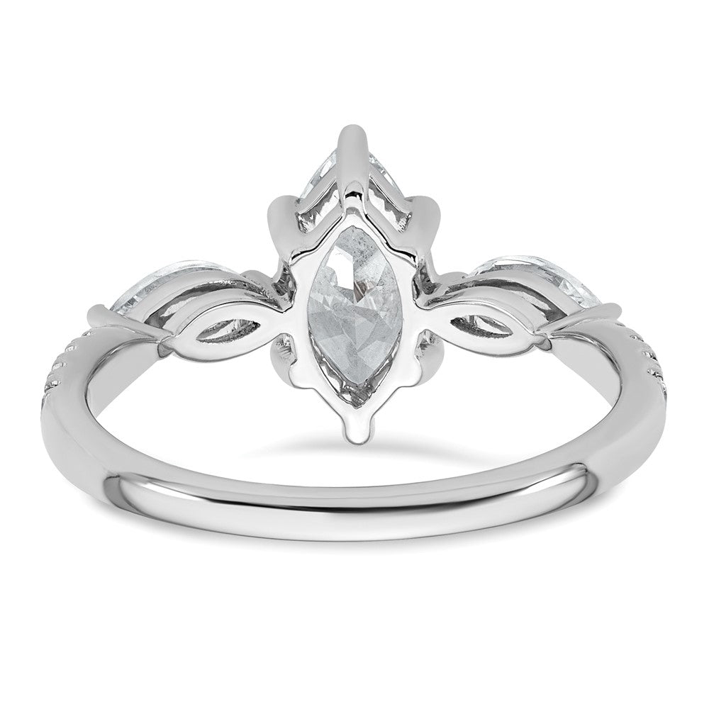14kw 1 1/2ct Lab Grown Diamond VS+ F+ Marquise Comp 3 Stone Eng Ring