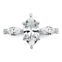 14kw 2 1/6ct Lab Grown Diamond VS+ F+ Marquise Comp 3 Stone Eng Ring
