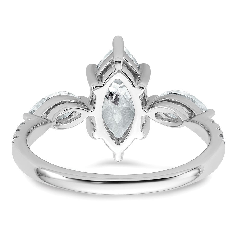 14kw 2 1/6ct Lab Grown Diamond VS+ F+ Marquise Comp 3 Stone Eng Ring