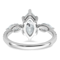 14kw 2 1/6ct Lab Grown Diamond VS+ F+ Marquise Comp 3 Stone Eng Ring