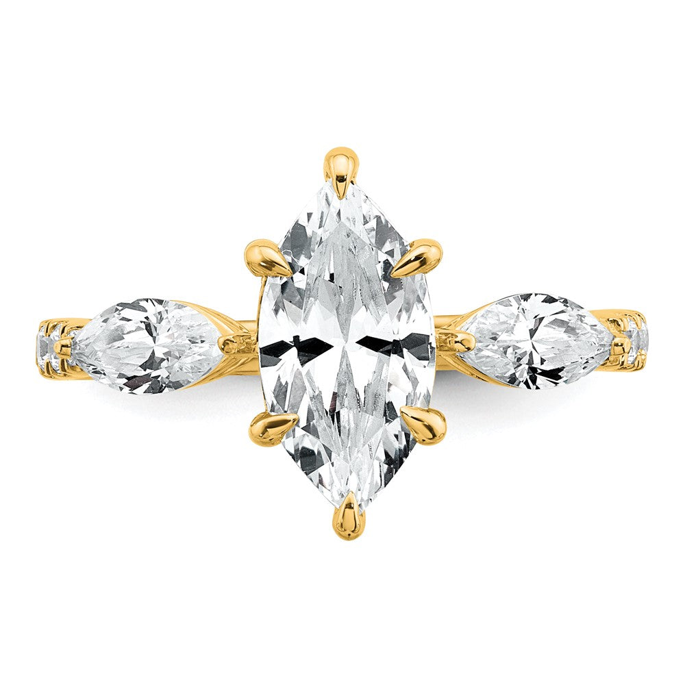 14k 2 1/6ct Lab Grown Diamond VS+ F+ Marquise Comp 3 Stone Eng Ring