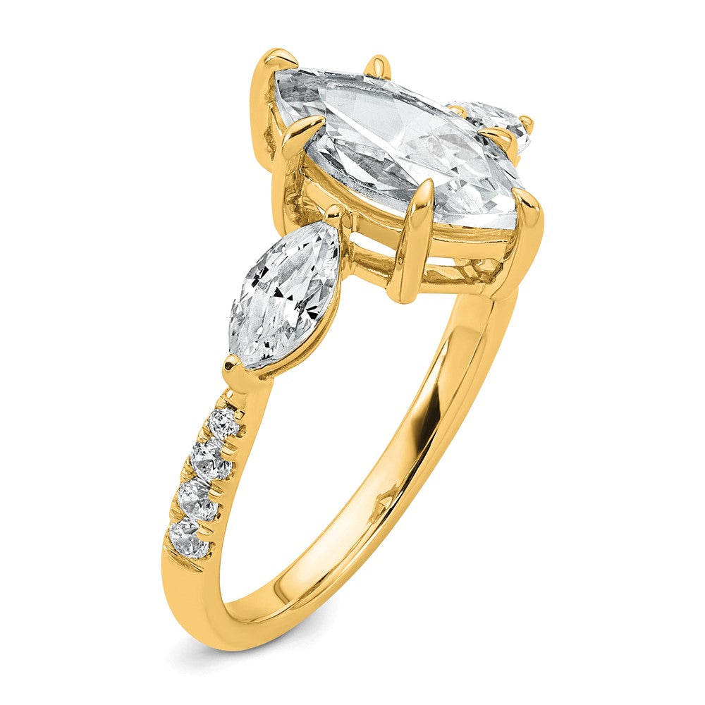 14k 2 1/6ct Lab Grown Diamond VS+ F+ Marquise Comp 3 Stone Eng Ring