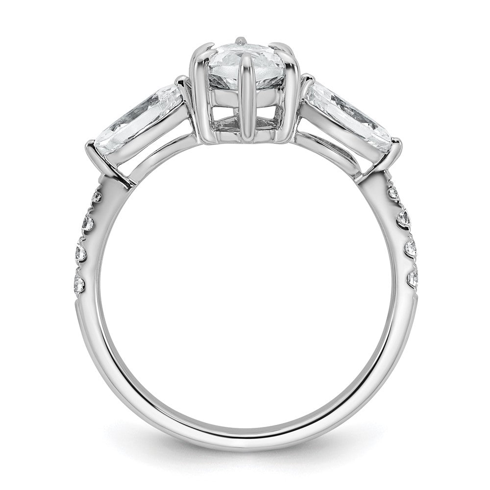 14kw 2 1/6ct Cert Lab Grown Diamond VS+ F+ Marquise Comp 3 Stone Eng Ring