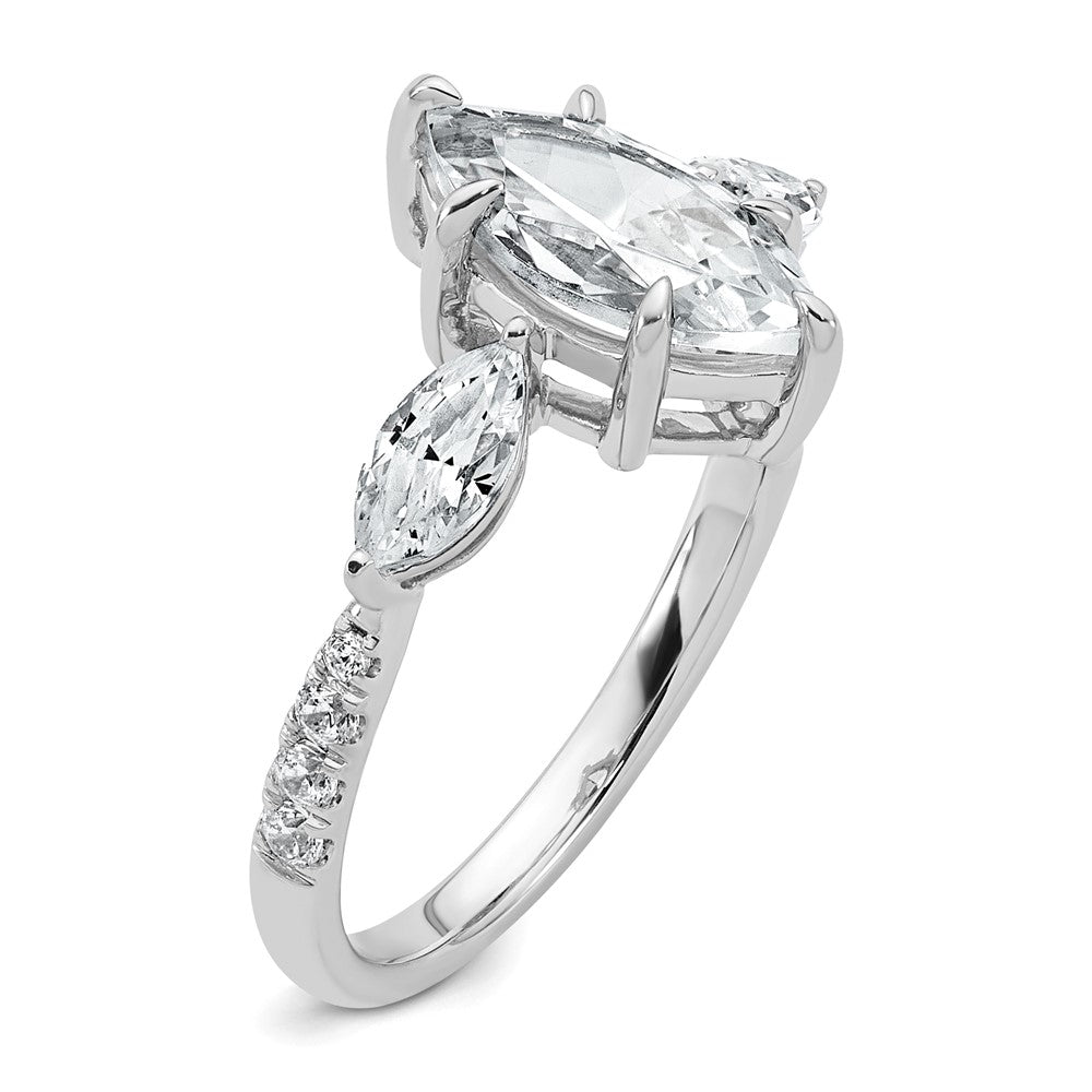 14kw 2 1/6ct Cert Lab Grown Diamond VS+ F+ Marquise Comp 3 Stone Eng Ring
