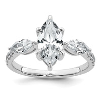 14kw 2 1/6ct Cert Lab Grown Diamond VS+ F+ Marquise Comp 3 Stone Eng Ring