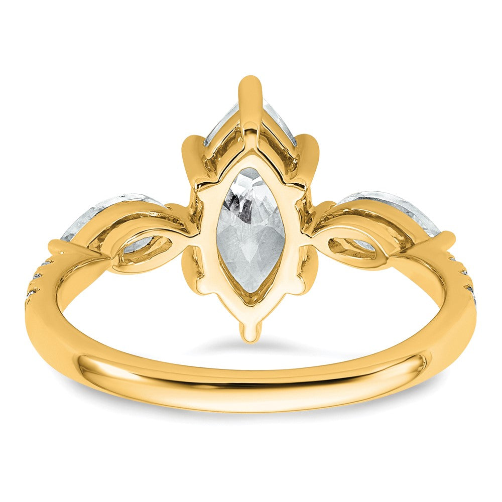 14k 2 1/6ct Cert Lab Grown Diamond VS+ F+ Marquise Comp 3 Stone Eng Ring