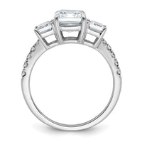 14kw 3 3/8ct Lab Grown DIA VS/SI+ G+ Emerald Cert. Comp 3 Stone Eng Ring