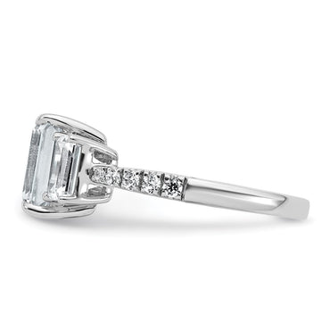 14kw 3 3/8ct Cert Lab Grown Diamond VS+ F+ Emerald Comp 3 Stone Eng Ring