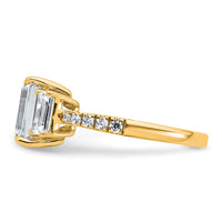 14k 3 3/8ct Lab Grown Diamond VS+ F+ Emerald Comp 3 Stone Eng Ring