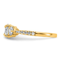 14k 5/8ct Lab Grown Diamond VS+ F+ Round Semi Mount 3 Stone Eng Ring