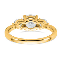 14k 5/8ct Lab Grown Diamond VS+ F+ Round Semi Mount 3 Stone Eng Ring