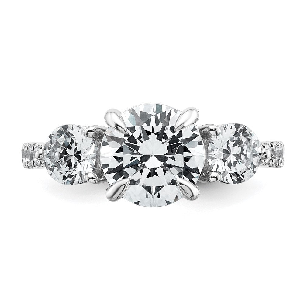 14kw 1ct Lab Grown Diamond VS+ F+ Round Semi Mount 3 Stone Eng Ring