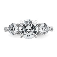 14kw 1ct Lab Grown Diamond VS+ F+ Round Semi Mount 3 Stone Eng Ring