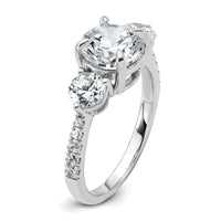 14kw 1ct Lab Grown Diamond VS+ F+ Round Semi Mount 3 Stone Eng Ring