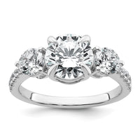 14kw 1ct Lab Grown Diamond VS+ F+ Round Semi Mount 3 Stone Eng Ring