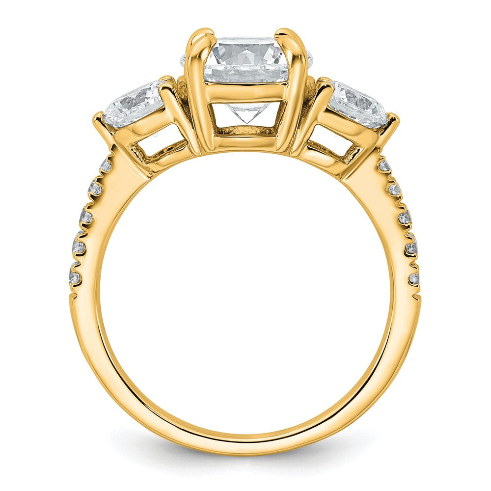 14k 1ct Lab Grown Diamond VS+ F+ Round Semi Mount 3 Stone Eng Ring