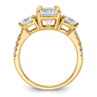 14k 1ct Lab Grown Diamond VS+ F+ Round Semi Mount 3 Stone Eng Ring