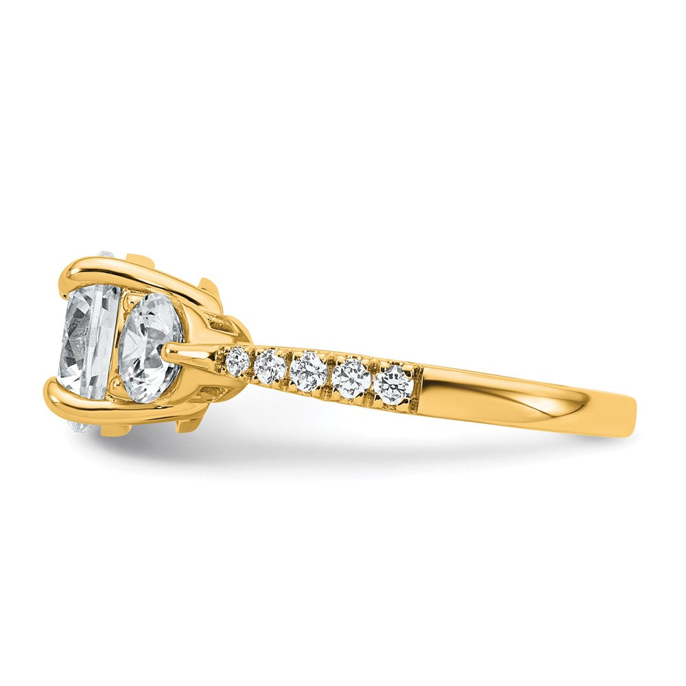 14k 1ct Lab Grown Diamond VS+ F+ Round Semi Mount 3 Stone Eng Ring