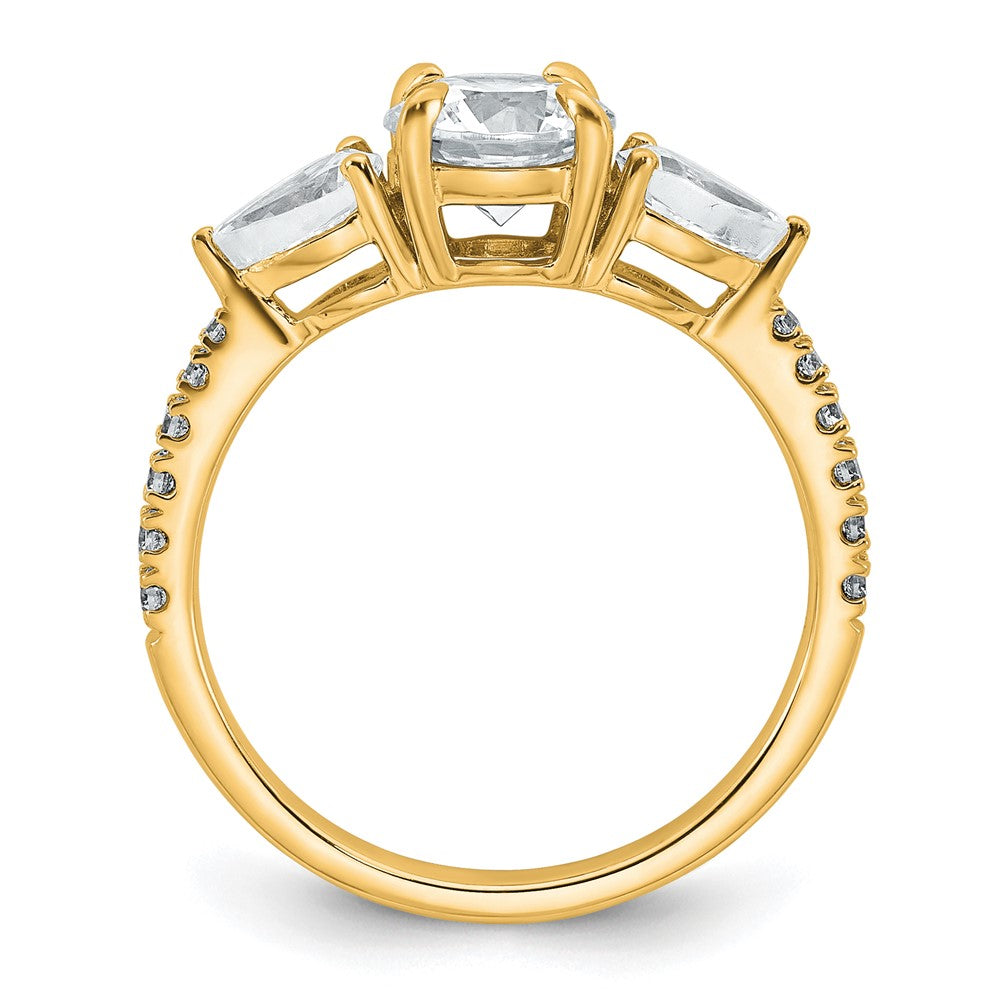 14k 5/8ct Lab Grown Diamond VS+F+ Round 1ct Center Semi 3 Stone Eng Ring