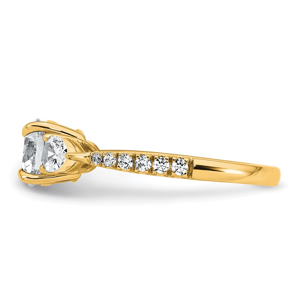 14k 5/8ct Lab Grown Diamond VS+F+ Round 1ct Center Semi 3 Stone Eng Ring
