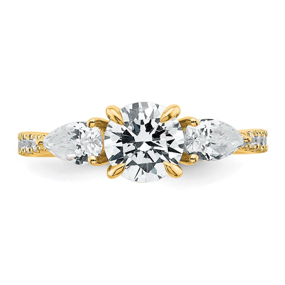 14k 5/8ct Lab Grown Diamond VS+F+ Round 1ct Center Semi 3 Stone Eng Ring