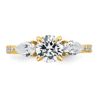 14k 5/8ct Lab Grown Diamond VS+F+ Round 1ct Center Semi 3 Stone Eng Ring