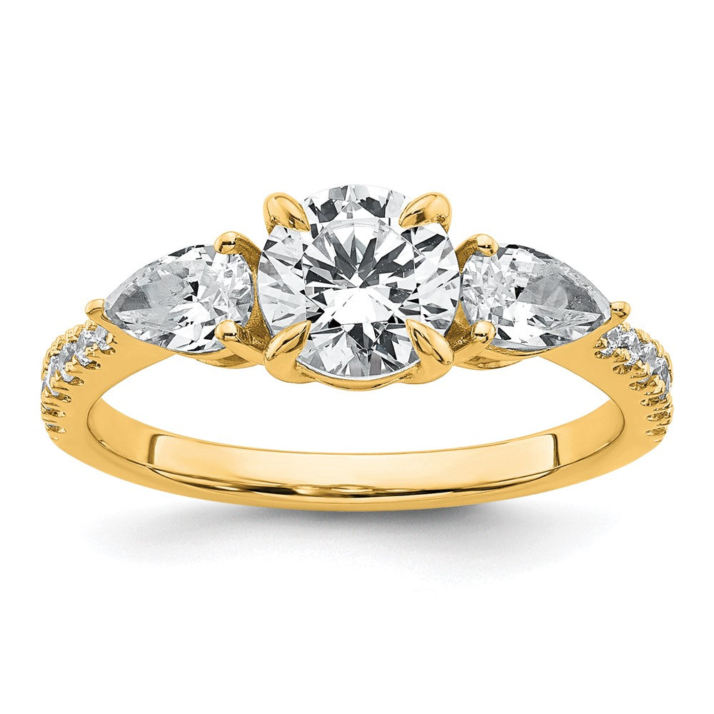 14k 5/8ct Lab Grown Diamond VS+F+ Round 1ct Center Semi 3 Stone Eng Ring