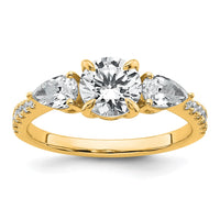 14k 5/8ct Lab Grown Diamond VS+F+ Round 1ct Center Semi 3 Stone Eng Ring