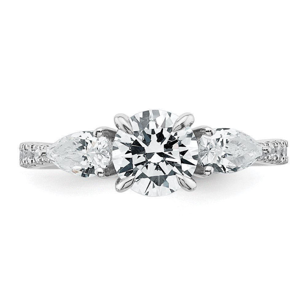 14kw 1 5/8ct Cert Lab Grown Diamond VS+F+ Round Comp 3 Stone Eng Ring