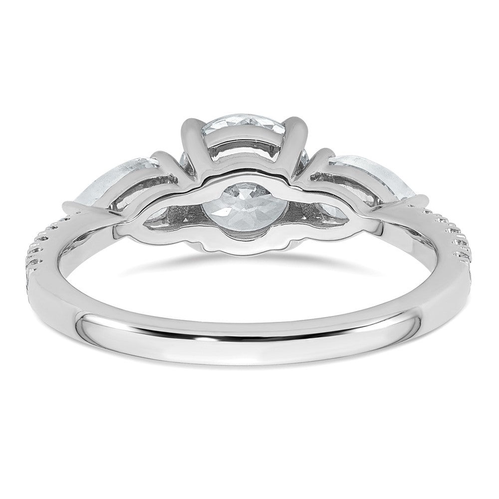 14kw 1 5/8ct Cert Lab Grown Diamond VS+F+ Round Comp 3 Stone Eng Ring