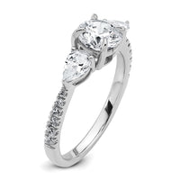 14kw 1 5/8ct Cert Lab Grown Diamond VS+F+ Round Comp 3 Stone Eng Ring