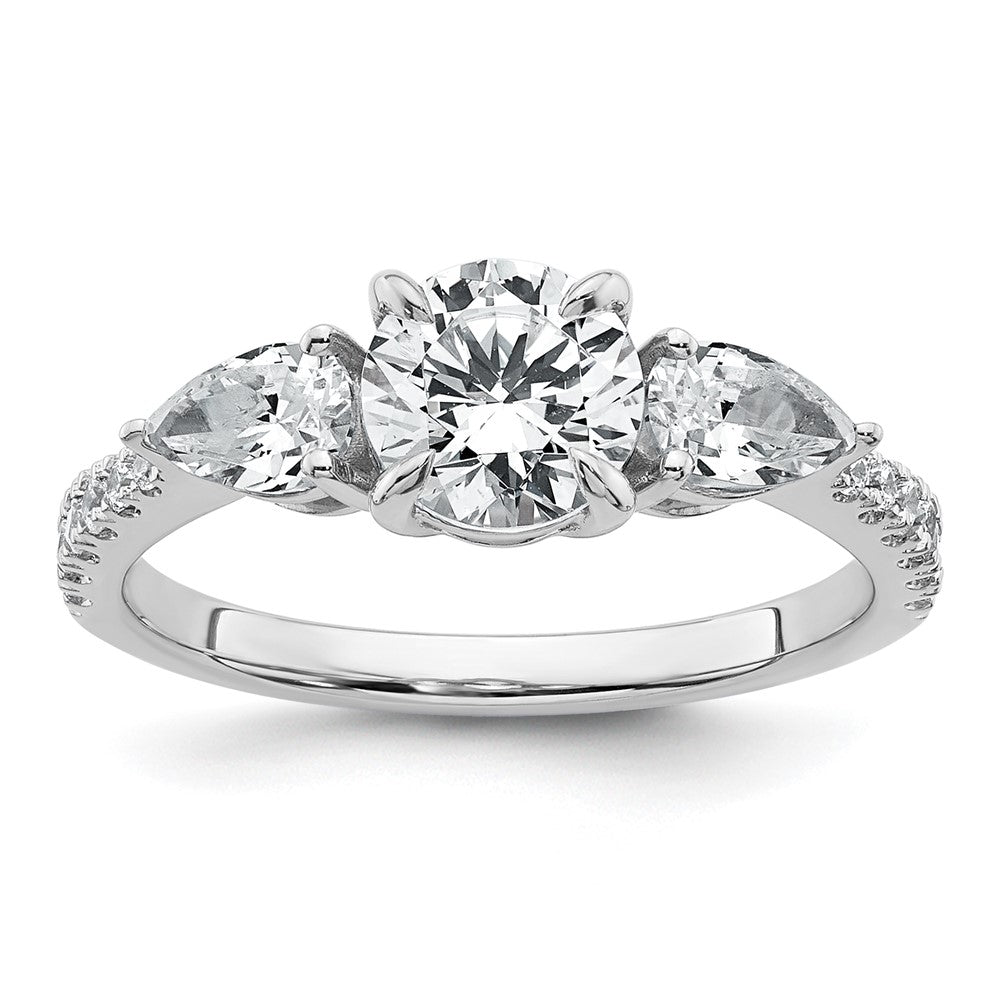 14kw 1 5/8ct Cert Lab Grown Diamond VS+F+ Round Comp 3 Stone Eng Ring