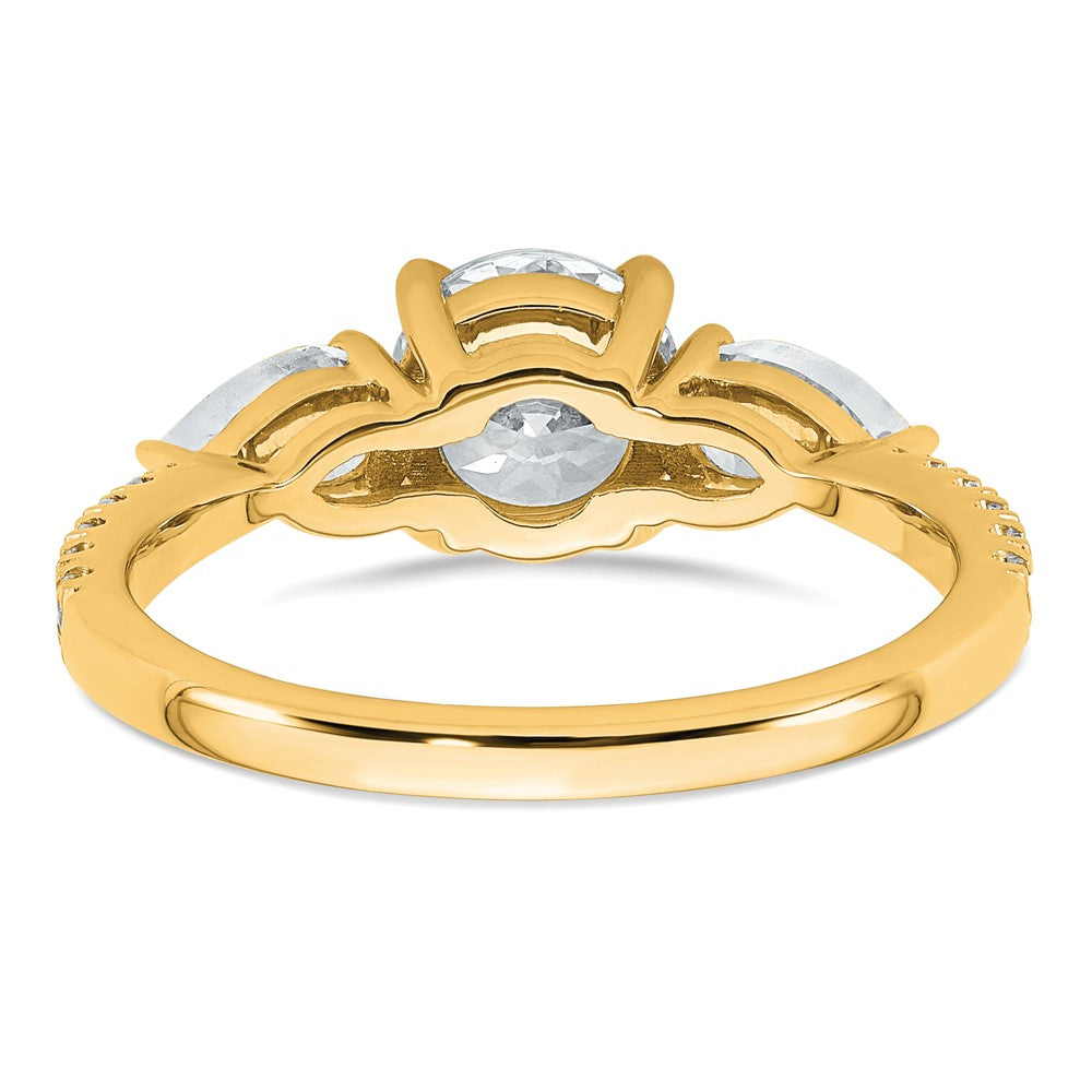 14k 1 5/8ct Cert Lab Grown Diamond VS+F+ Round Comp 3 Stone Eng Ring
