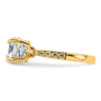 14k 3/4ct Lab Grown Diamond VS+F+ Round 1ct Center Semi 3 Stone Eng Ring