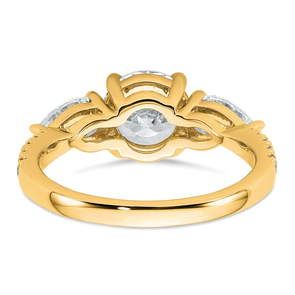 14k 3/4ct Lab Grown Diamond VS+F+ Round 1ct Center Semi 3 Stone Eng Ring