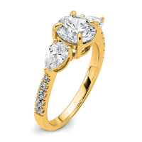14k 3/4ct Lab Grown Diamond VS+F+ Round 1ct Center Semi 3 Stone Eng Ring