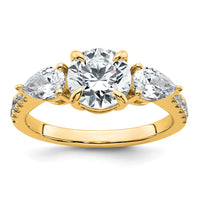 14k 3/4ct Lab Grown Diamond VS+F+ Round 1ct Center Semi 3 Stone Eng Ring