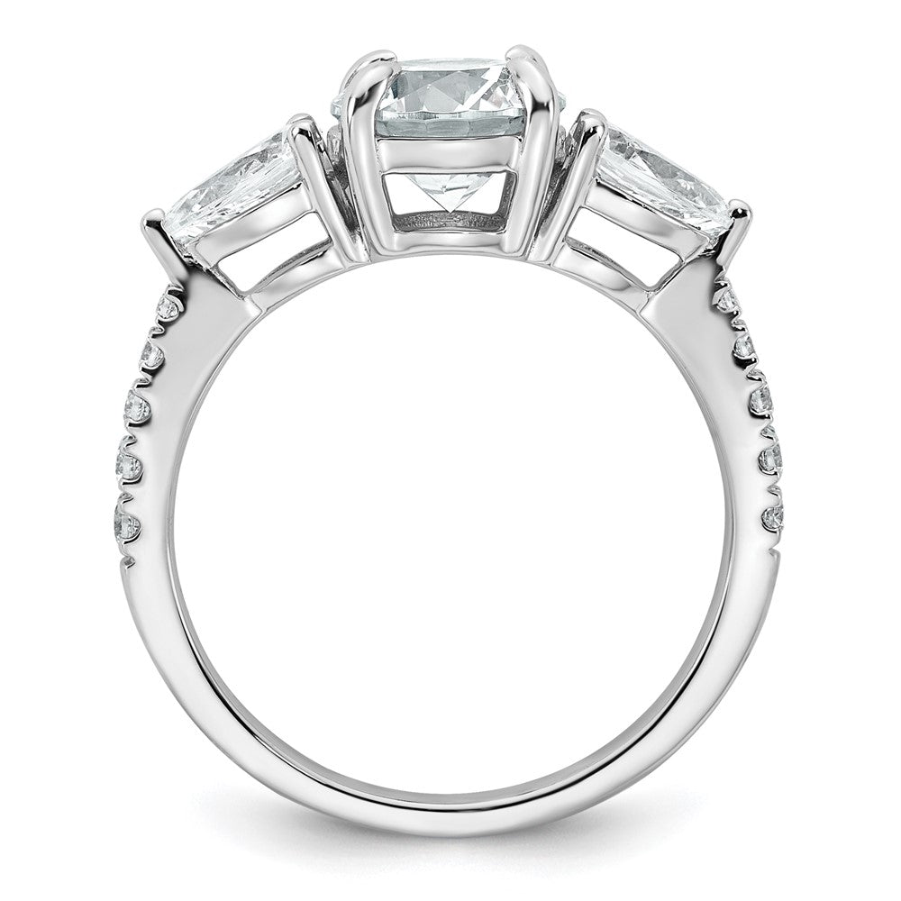 14kw 2 1/3ct Cert Lab Grown Diamond VS+F+ Round Comp 3 Stone Eng Ring