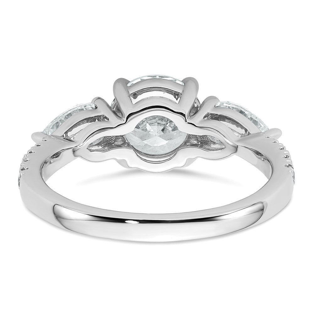 14kw 2 1/3ct Cert Lab Grown Diamond VS+F+ Round Comp 3 Stone Eng Ring