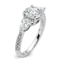 14kw 2 1/3ct Cert Lab Grown Diamond VS+F+ Round Comp 3 Stone Eng Ring