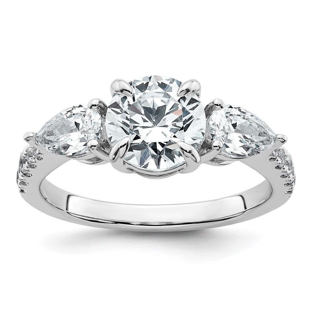 14kw 2 1/3ct Cert Lab Grown Diamond VS+F+ Round Comp 3 Stone Eng Ring