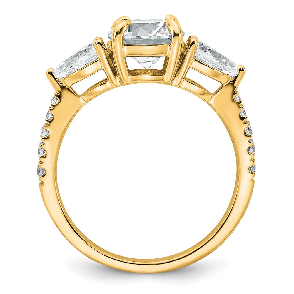 14k 2 1/3ct Cert Lab Grown Diamond VS+F+ Round Comp 3 Stone Eng Ring