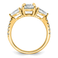14k 2 1/3ct Cert Lab Grown Diamond VS+F+ Round Comp 3 Stone Eng Ring