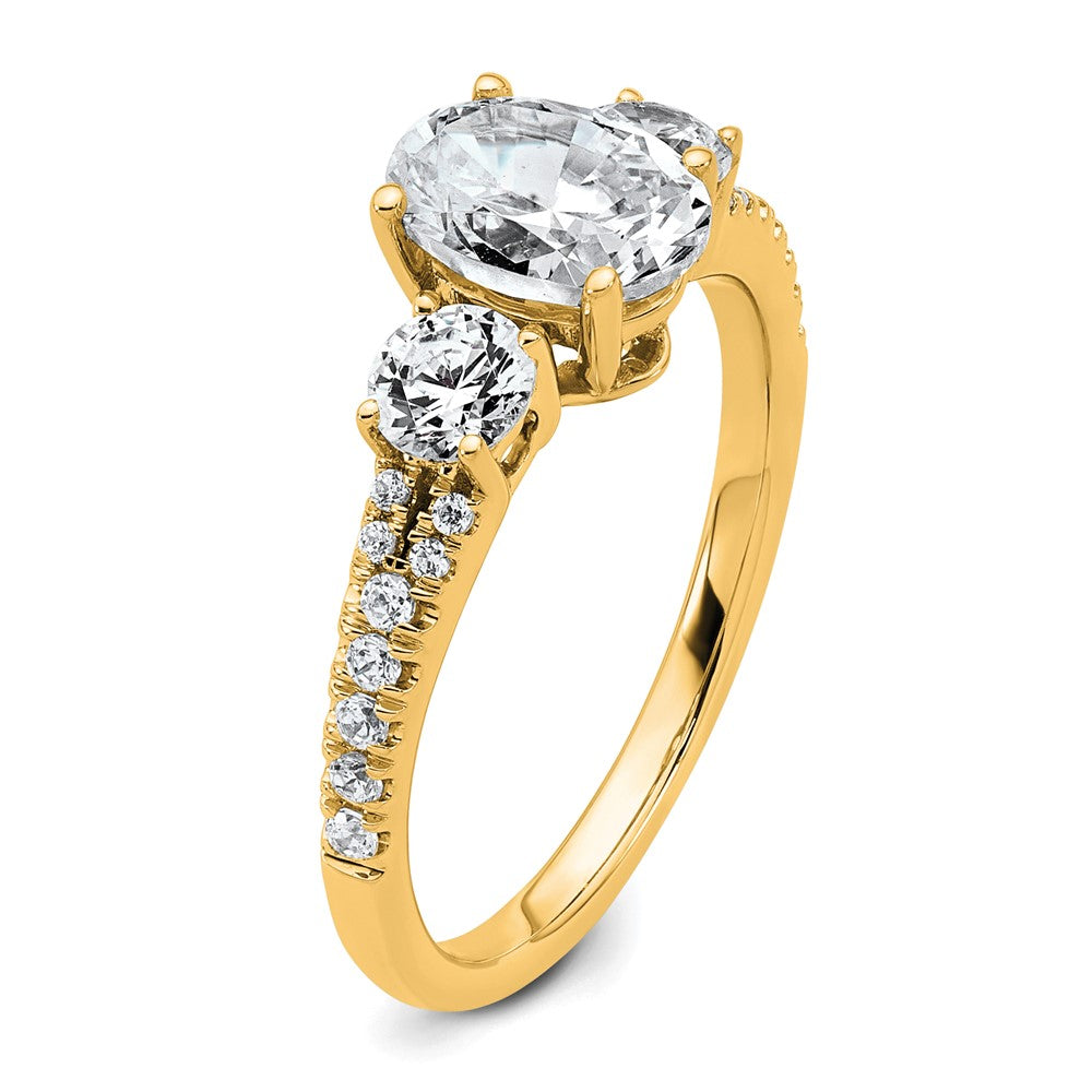 14k 1 5/8ct Certified Lab Grown Diamond VS+ F+ Oval Comp 3 Stone Eng Ring