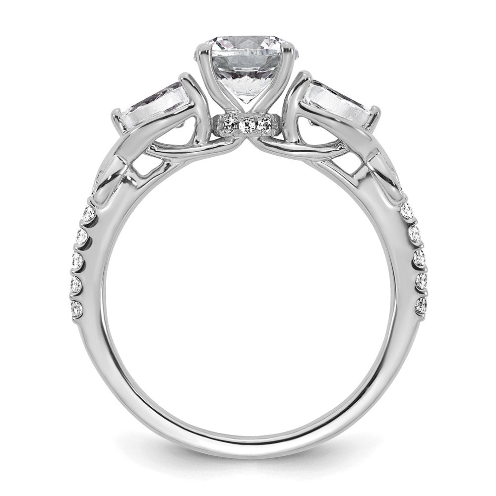 14kw 1 5/8ct Cert Lab Grown Diamond VS+ F+ Round Comp 3 Stone Eng Ring