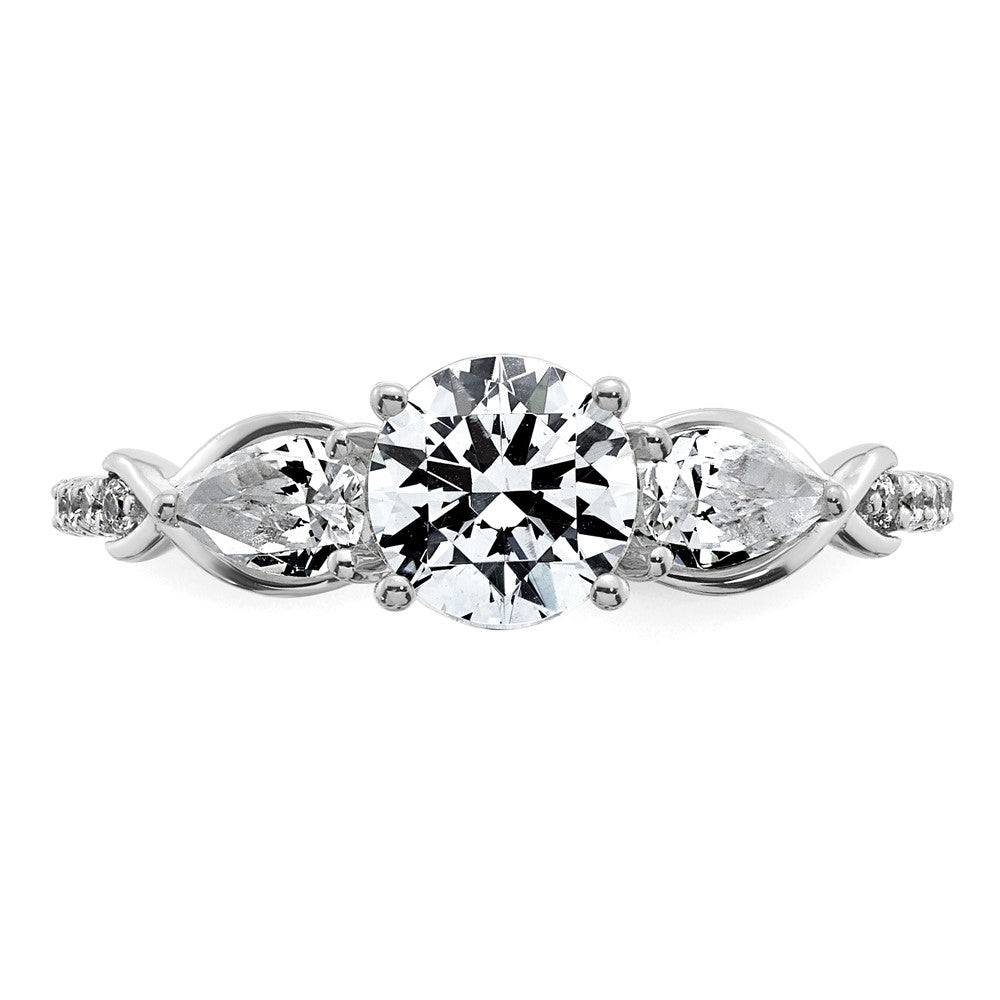 14kw 1 5/8ct Cert Lab Grown Diamond VS+ F+ Round Comp 3 Stone Eng Ring
